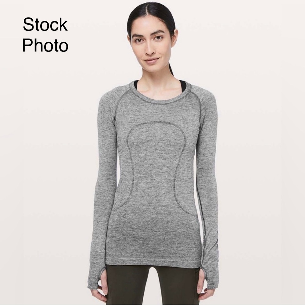 LULULEMON Swiftly Tech Long Sleeve Sparkle Size 2 Run‎ For Cheese Grey RARE #734